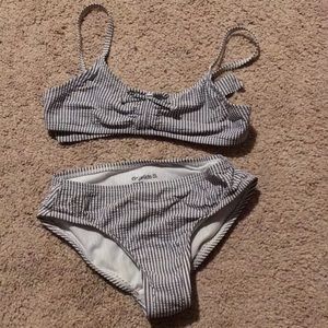 Seersucker blue & white striped bikini